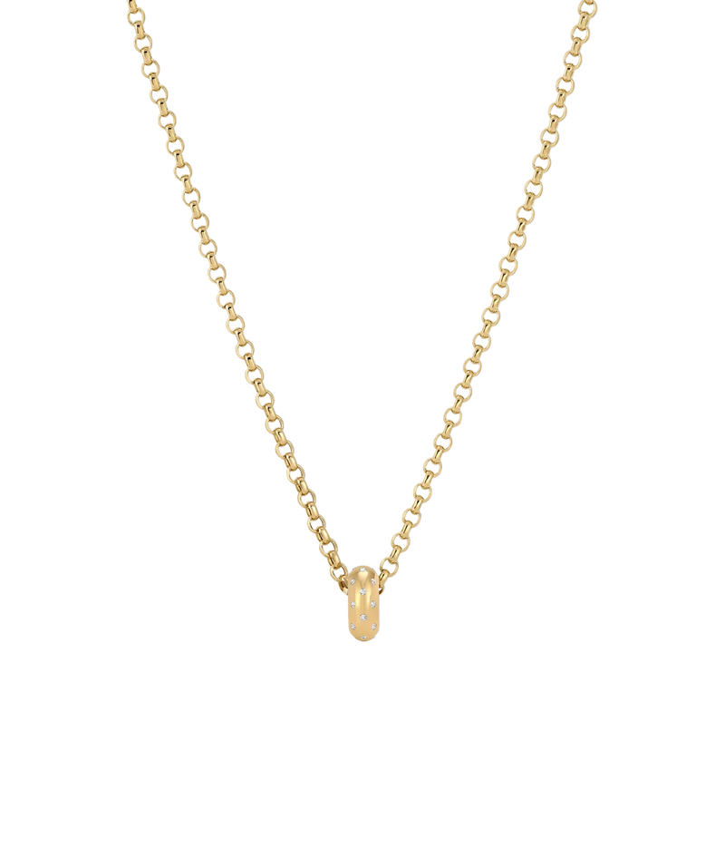 Adina Reyter Diamond Polka Dot Big Bead in 14K Yellow Gold on a slightly heavier gold chain necklace