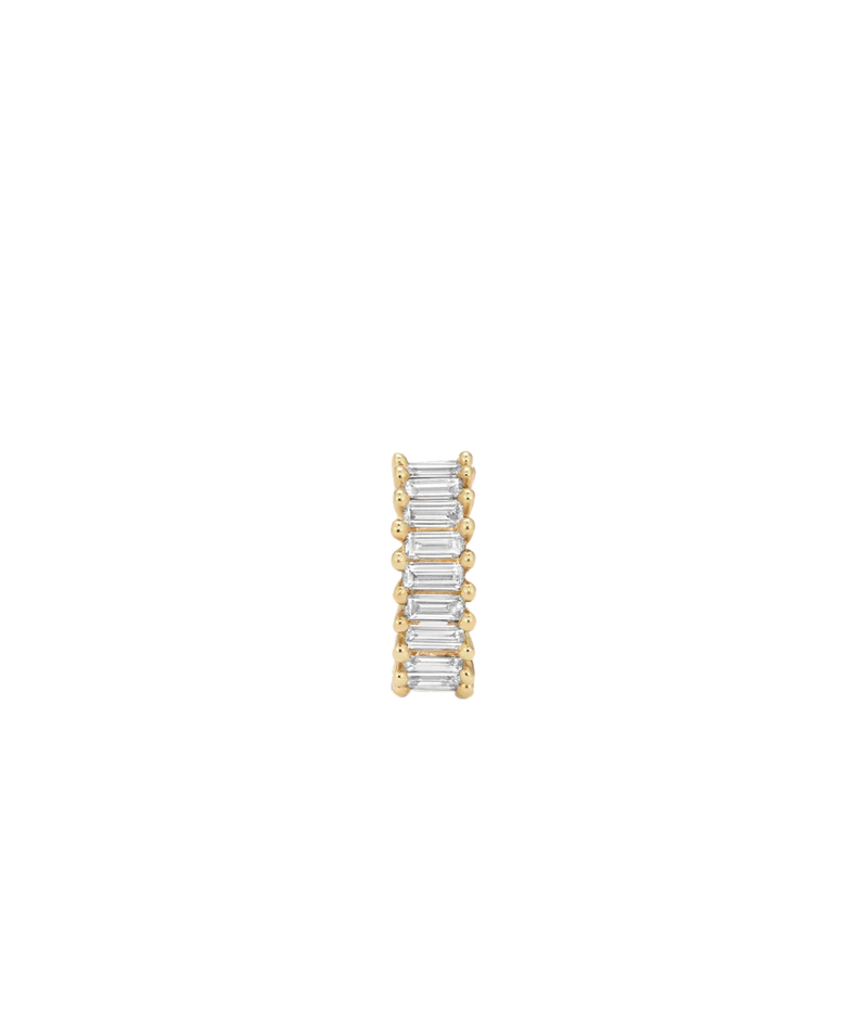 Adina Reyter Diamond Prong Set Baguette Big Bead in 14K Yellow Gold shown upright, with a column of prong-set baguette diamonds