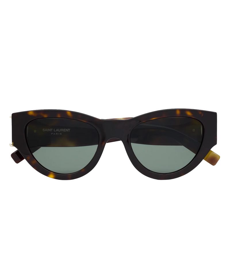 Front view of Saint Laurent SL M94/F Cat-Eye Sunglasses in Havana and Green
