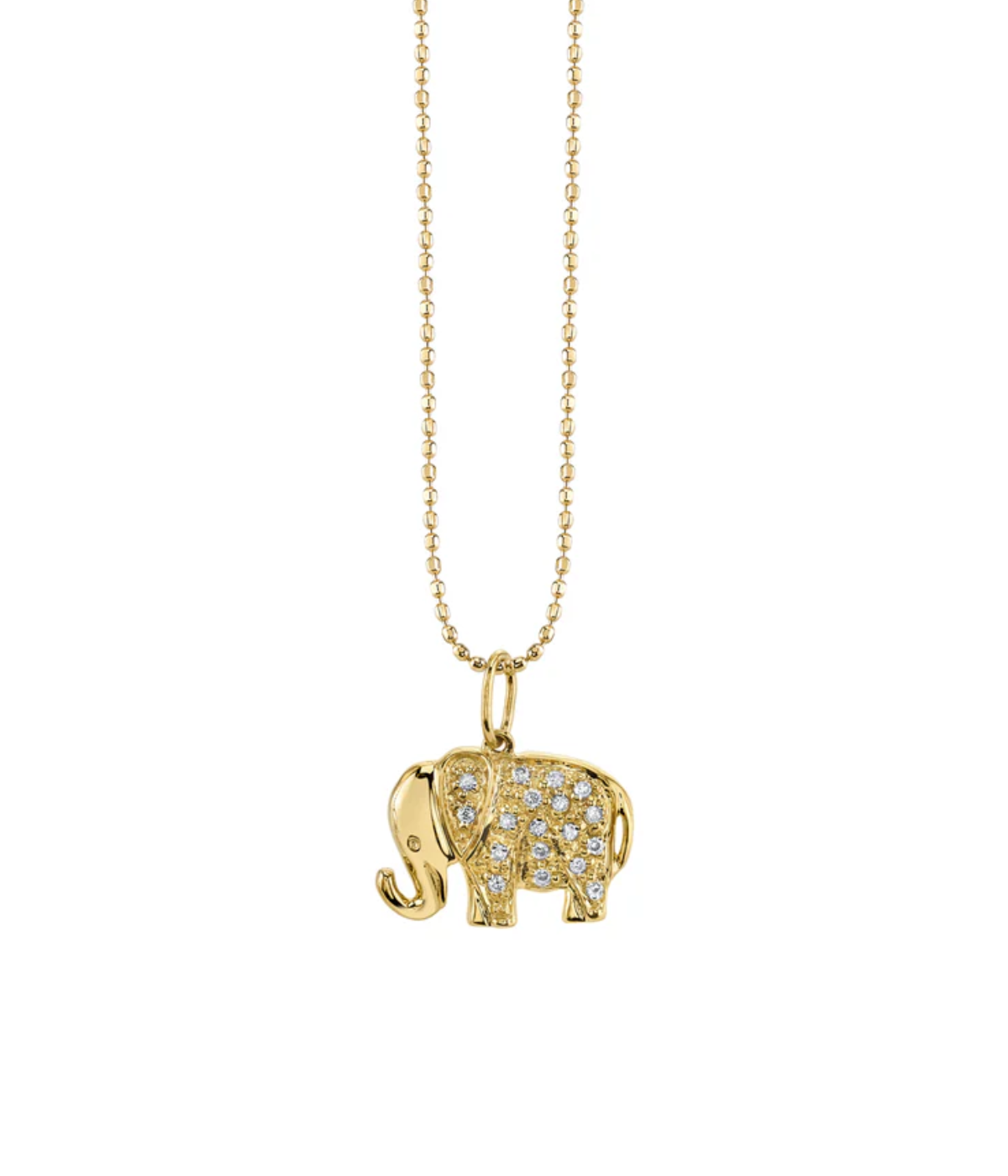 Elephant Charm Necklace in 14k Yellow Gold