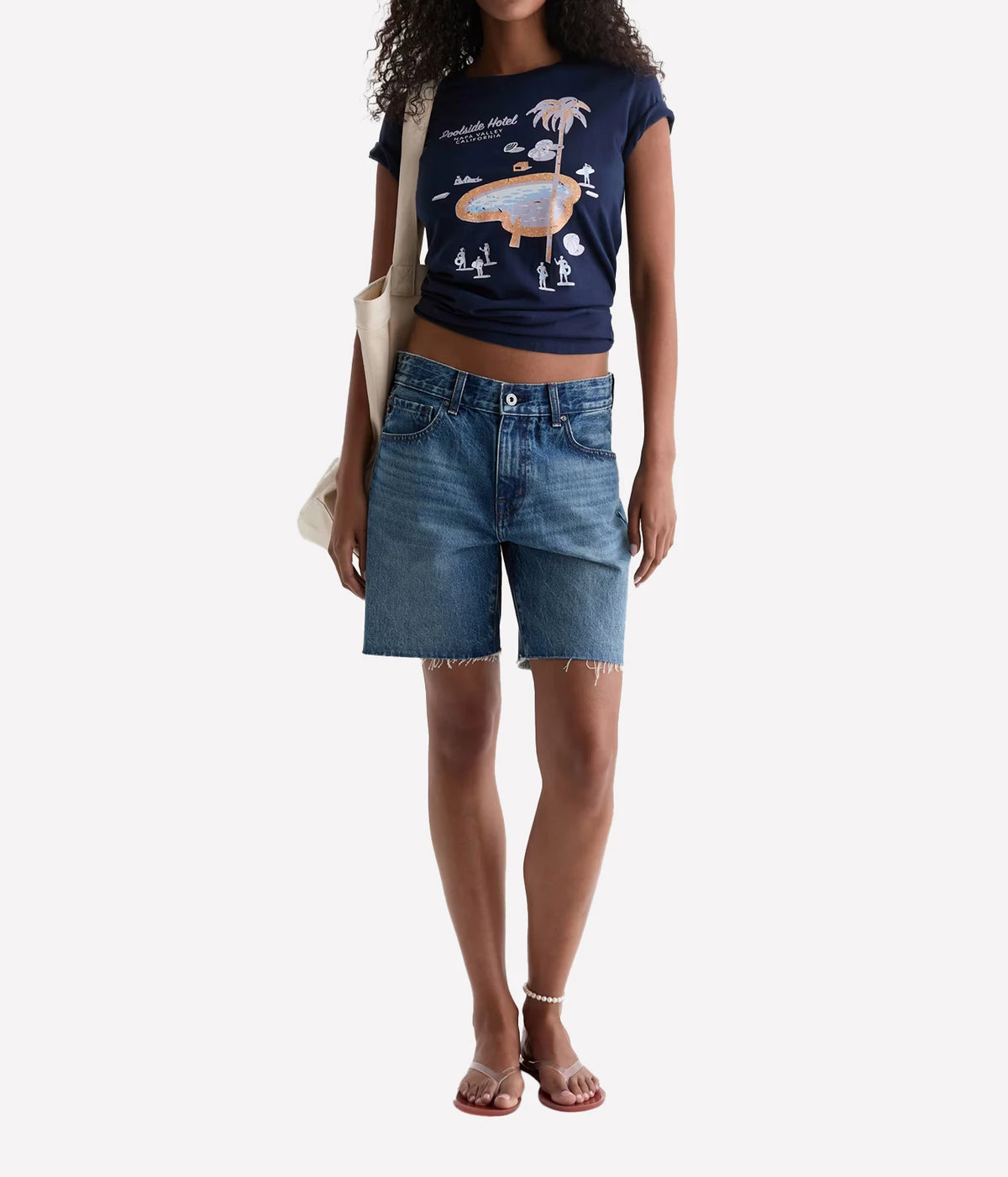 AG Jeans Ex-Boyfriend Short in Nouveau, on model, full-length styled look