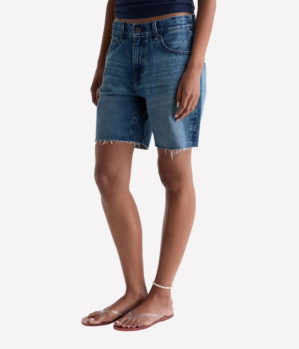 AG Jeans Ex-Boyfriend Short in Nouveau, on model, angled front