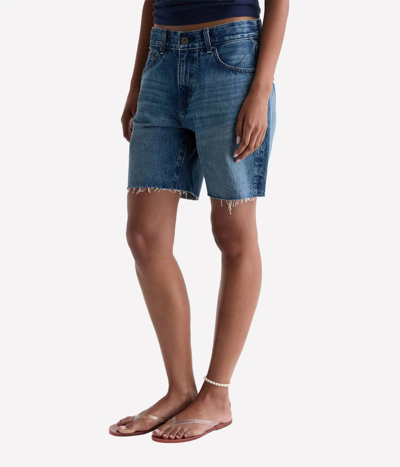 AG Jeans Ex-Boyfriend Short in Nouveau, on model, angled front