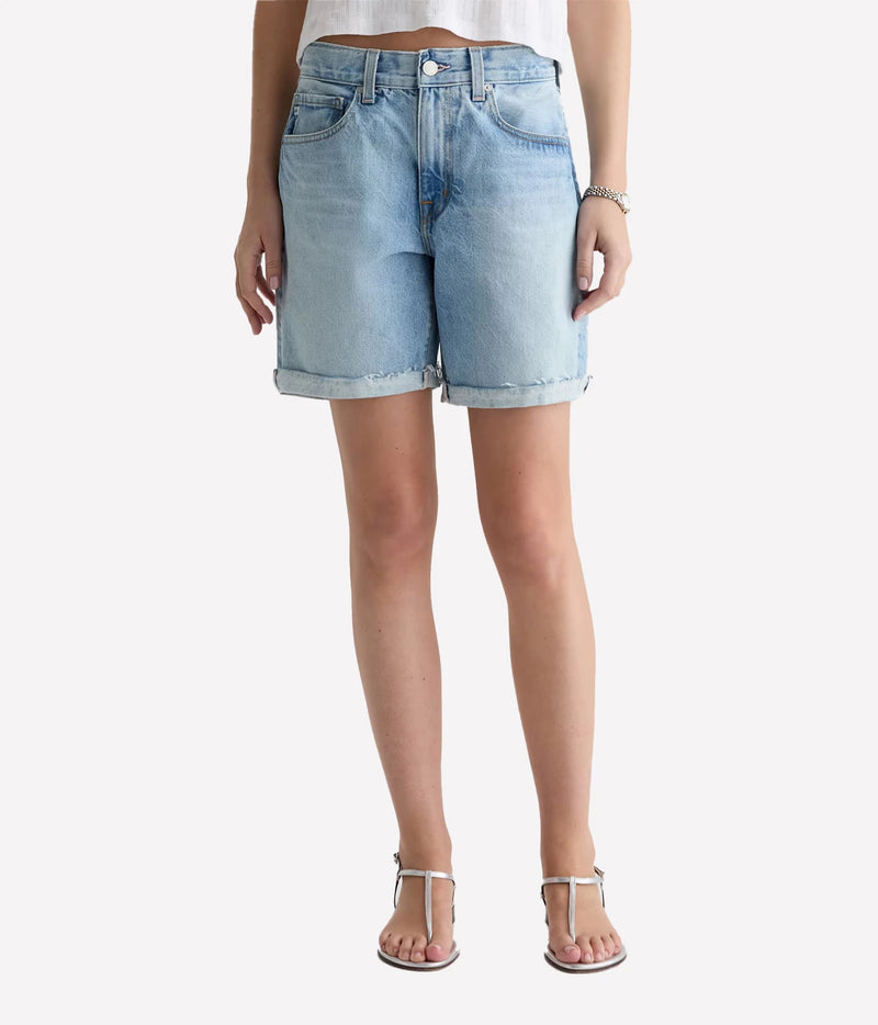 AG Jeans Ex-Boyfriend Short in Soft Focus, on model, front