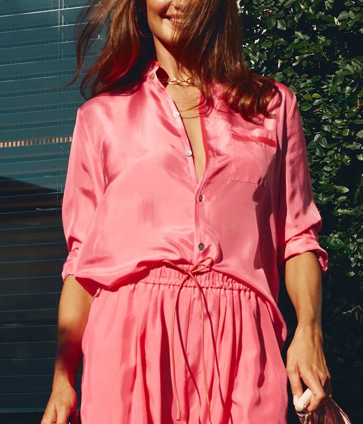 *FINAL SALE* Habotai Silk Shirt in Ortensia