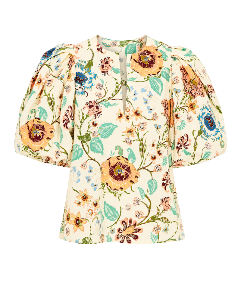 Florielle Short Sleeve Cotton Top In Abalone