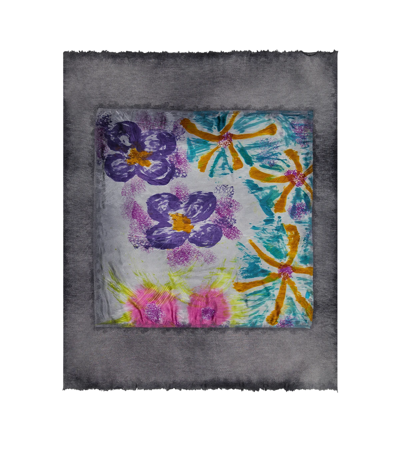 Flowers Lake Silk Foulard Scarf In Husky