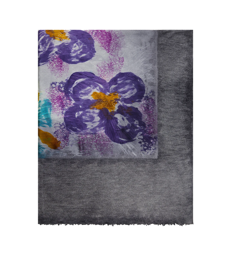 Flowers Lake Silk Foulard Scarf In Husky