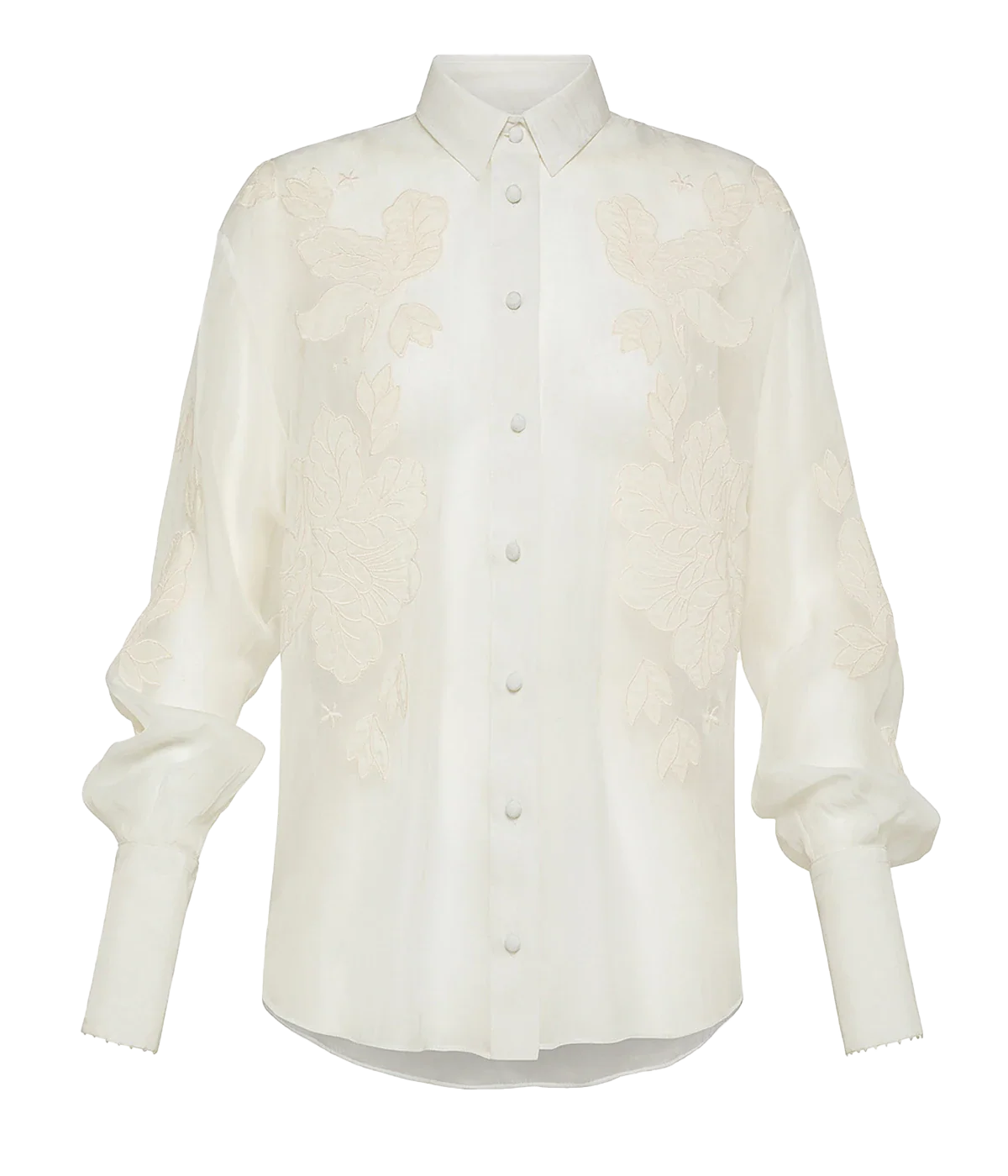 Iris Velvet Embroidery Organza Shirt In Avorio