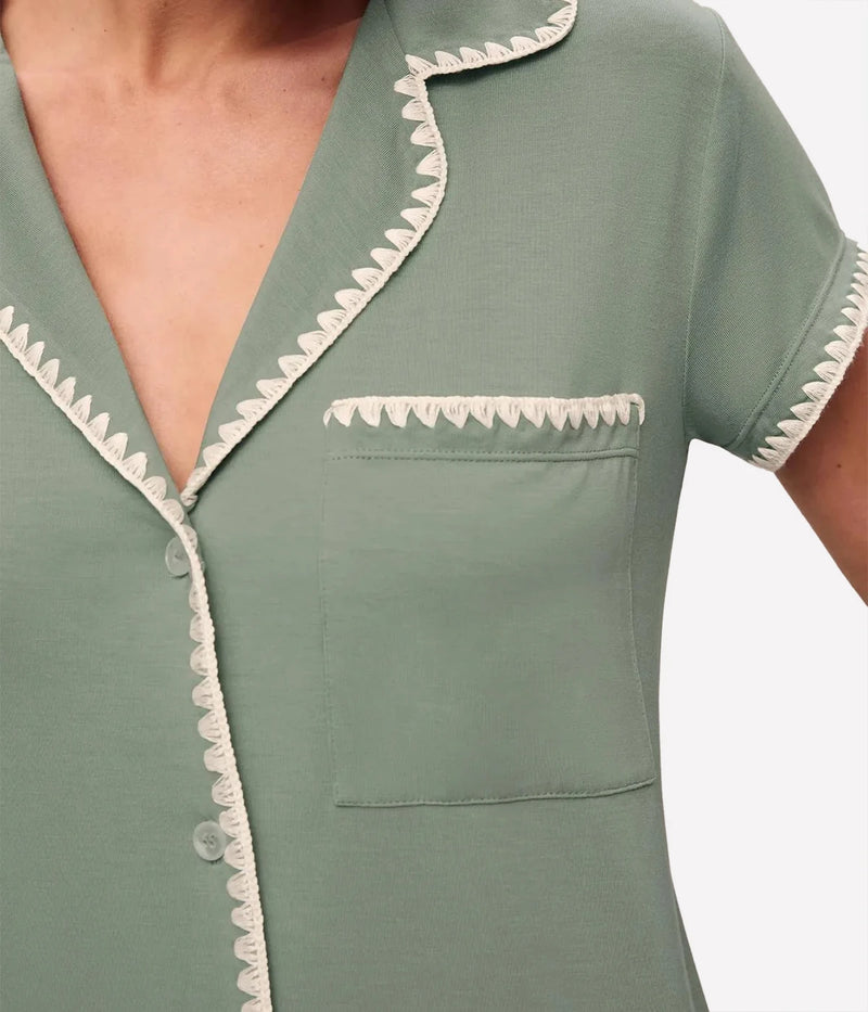 Frida Shortie PJ Set In Eucalyptus Ivory