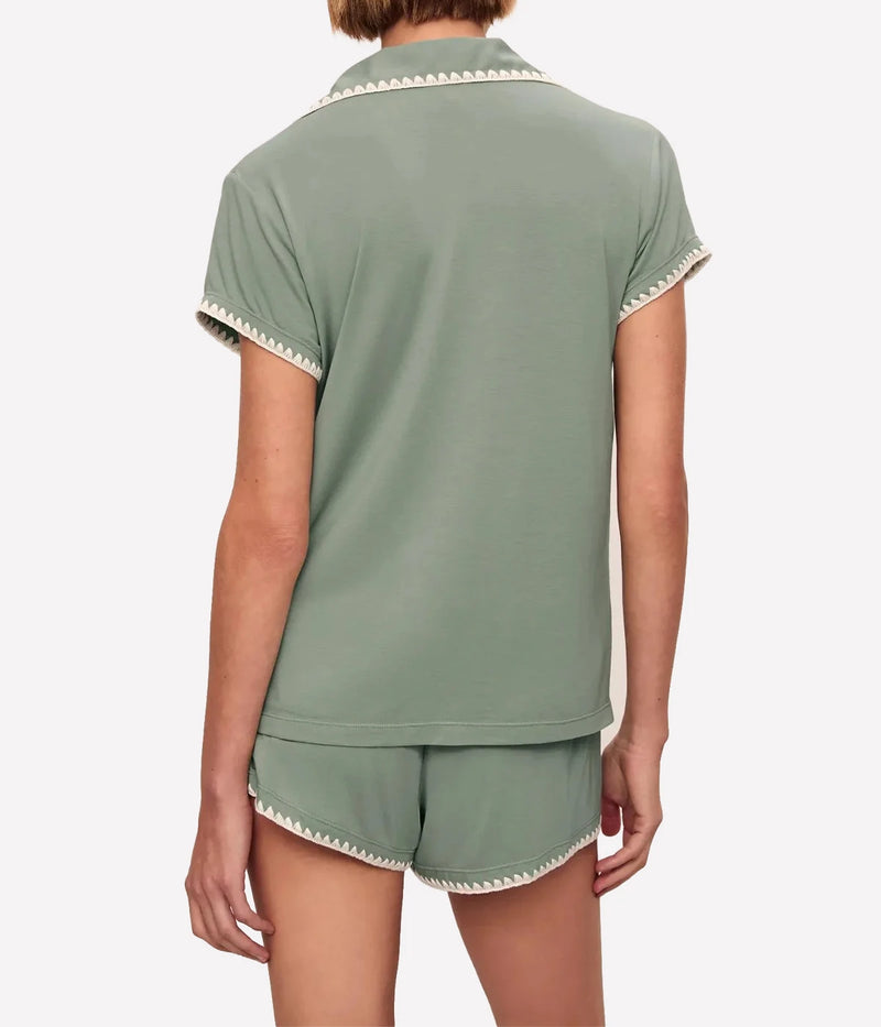 Frida Shortie PJ Set In Eucalyptus Ivory