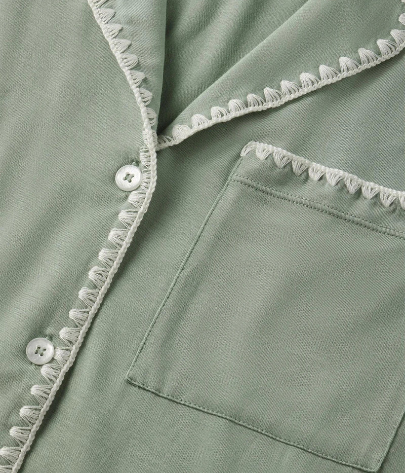 Frida Shortie PJ Set In Eucalyptus Ivory