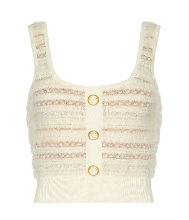 Lagence Galene Mixed Stitch Tank In Ecru Natural Multi - flat lay product shot