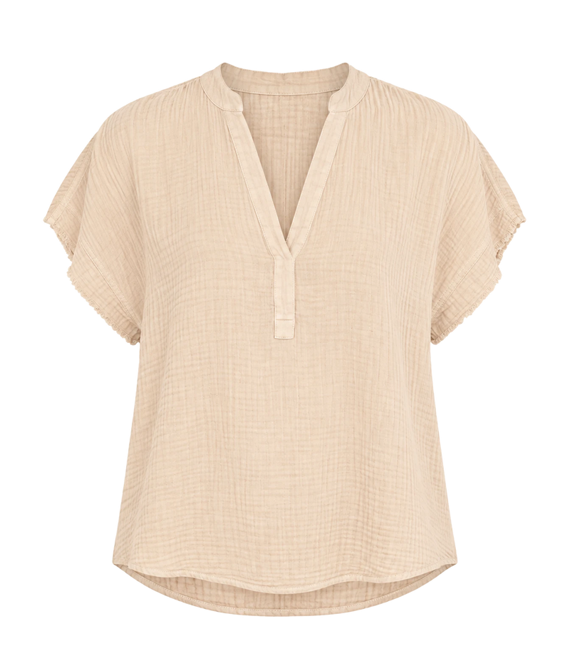 xirena beige blouse top with v neckline