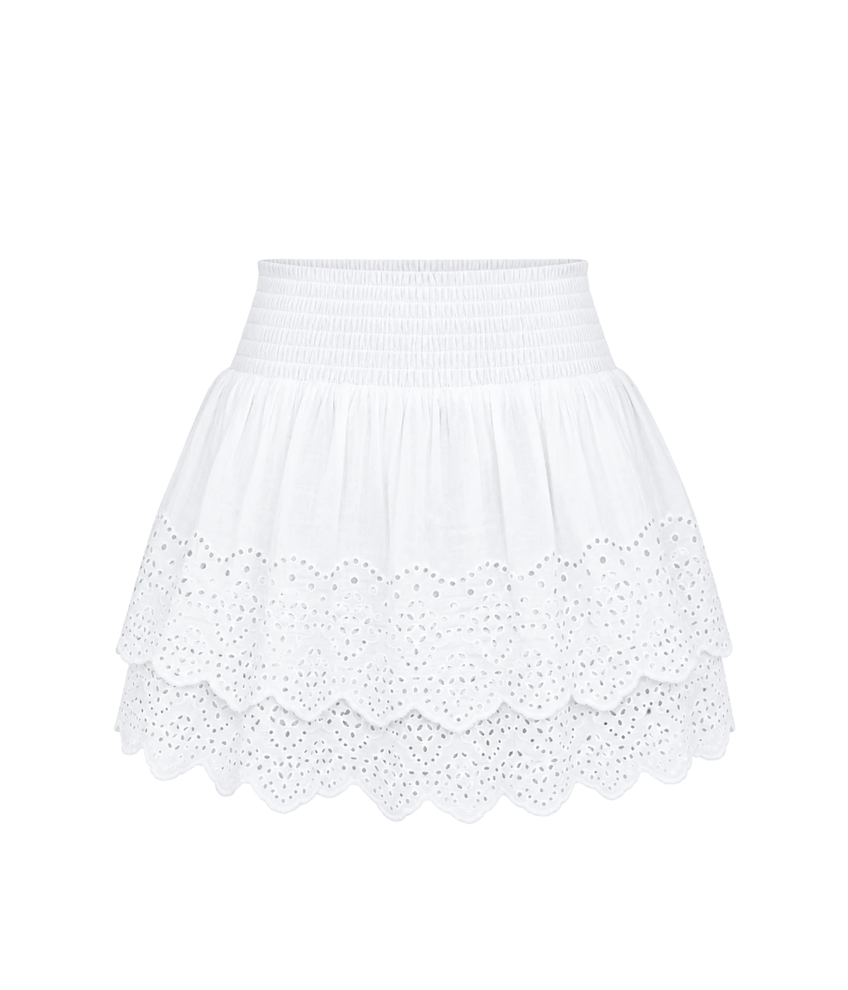 Xirena Rima Skirt in white - white ruffle mini skirt with elasticated waist band and tiered layers