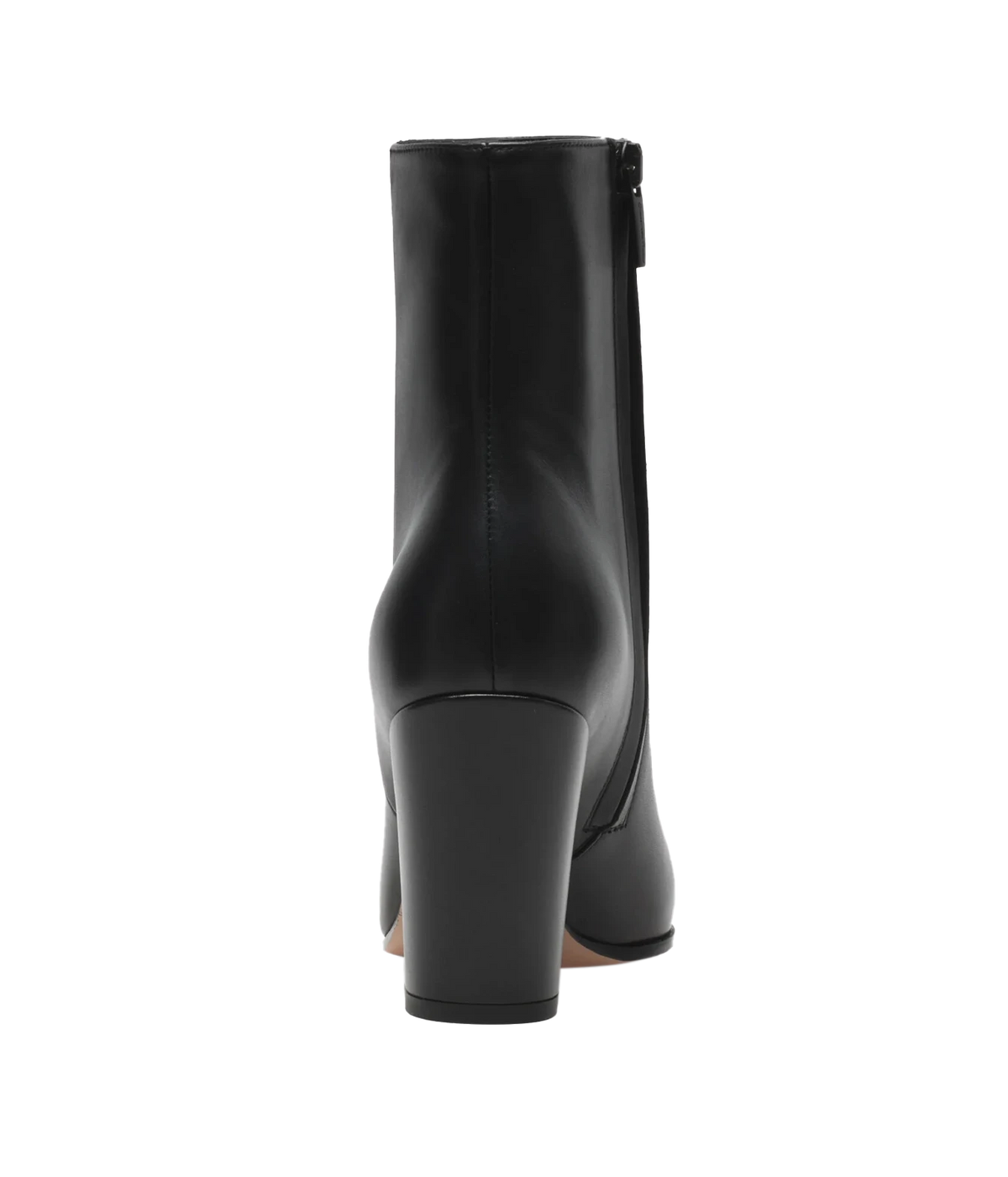 Back view of the Gianvito Rossi Keinna Bootie in Black Smooth, showing the smooth back and block heel