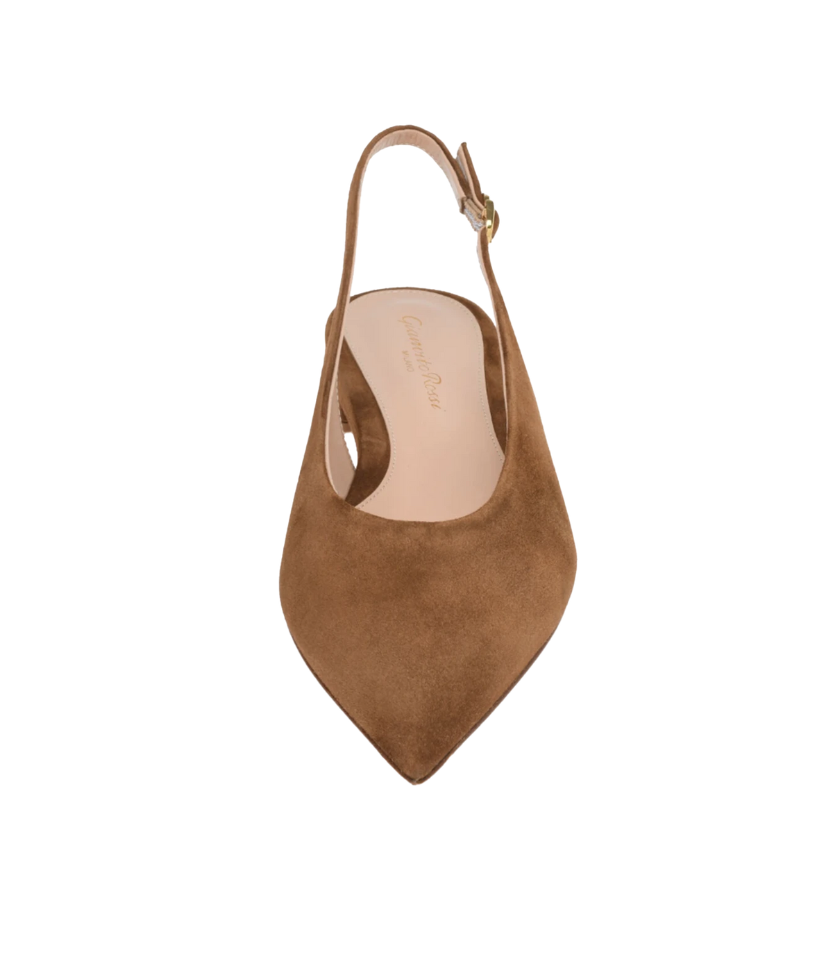 Front view of the Gianvito Rossi Robbie 05 Slingback in Texas, showing the elongated pointed toe and slingback strap