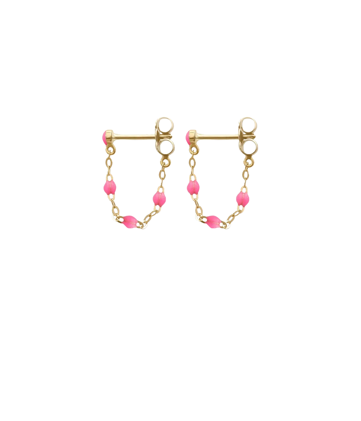 Classic Gigi Earrings 18K Yellow Gold in Neon Pink