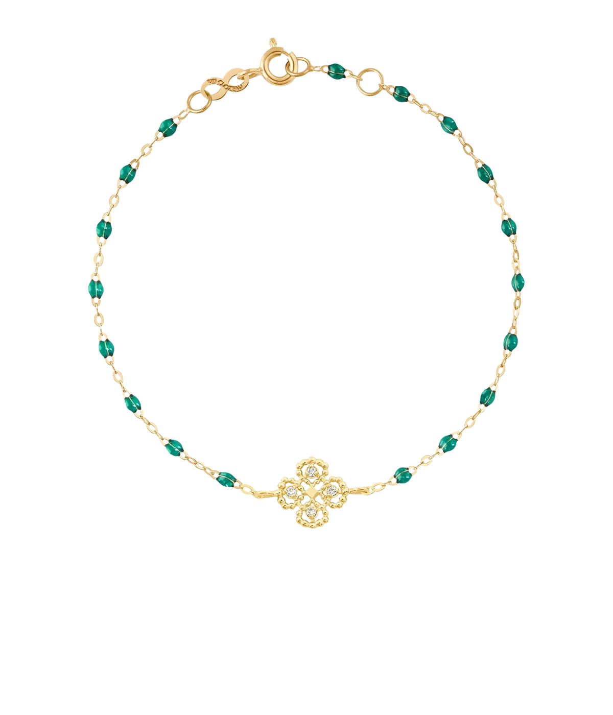 Lucky Clover Classic 17cm Gigi Bracelet 18K Yellow Gold in Emerald