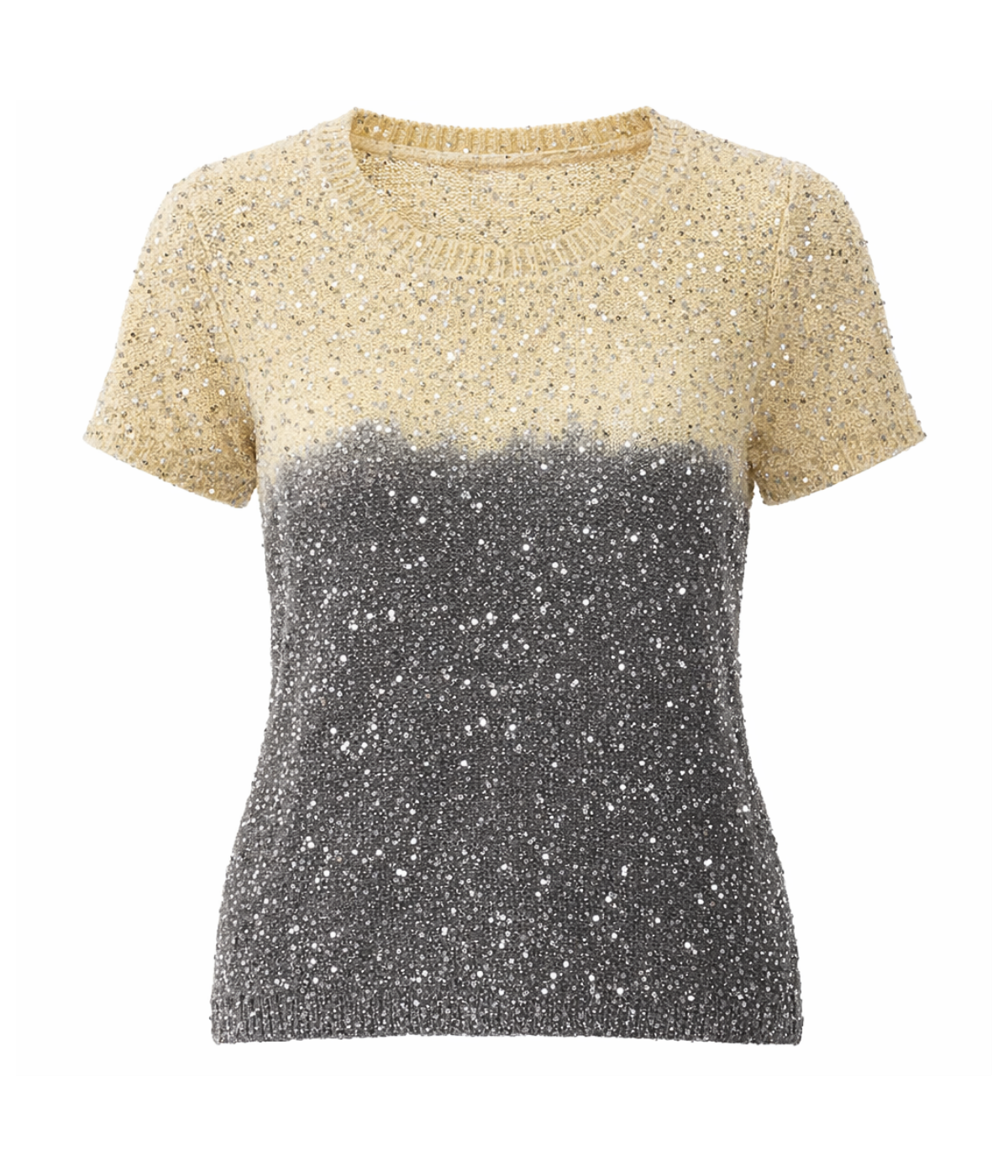 Girocollo Mc Paillettes Batik In Nero Burro