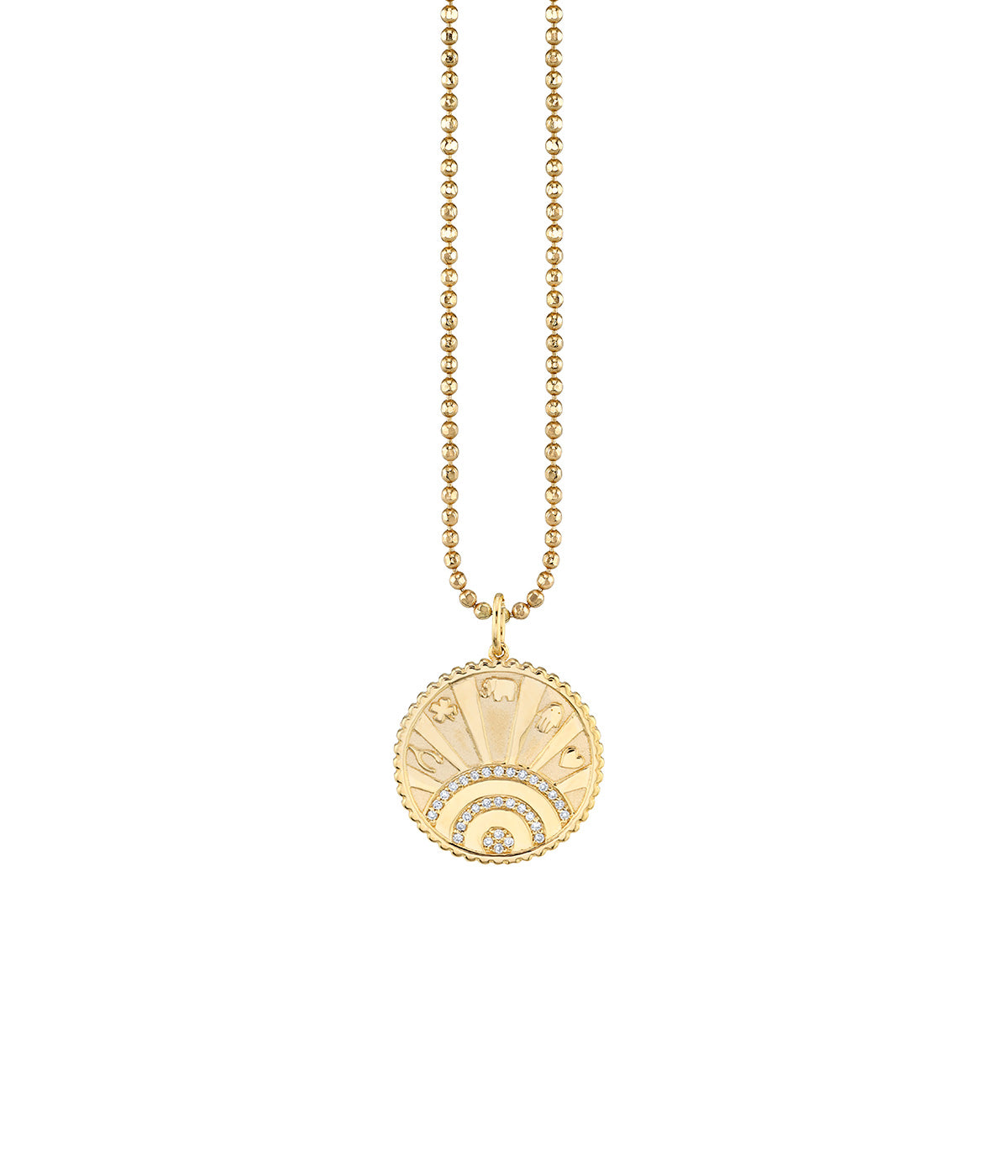 Pave Lucky Coin Necklace in 14K Yellow Gold