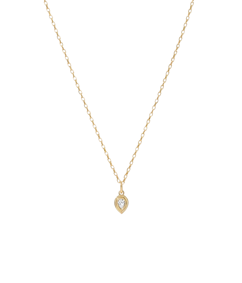Adina Reyter Groovy Diamond Pear Hinged Charm in 14K Yellow Gold on a fine gold cable chain