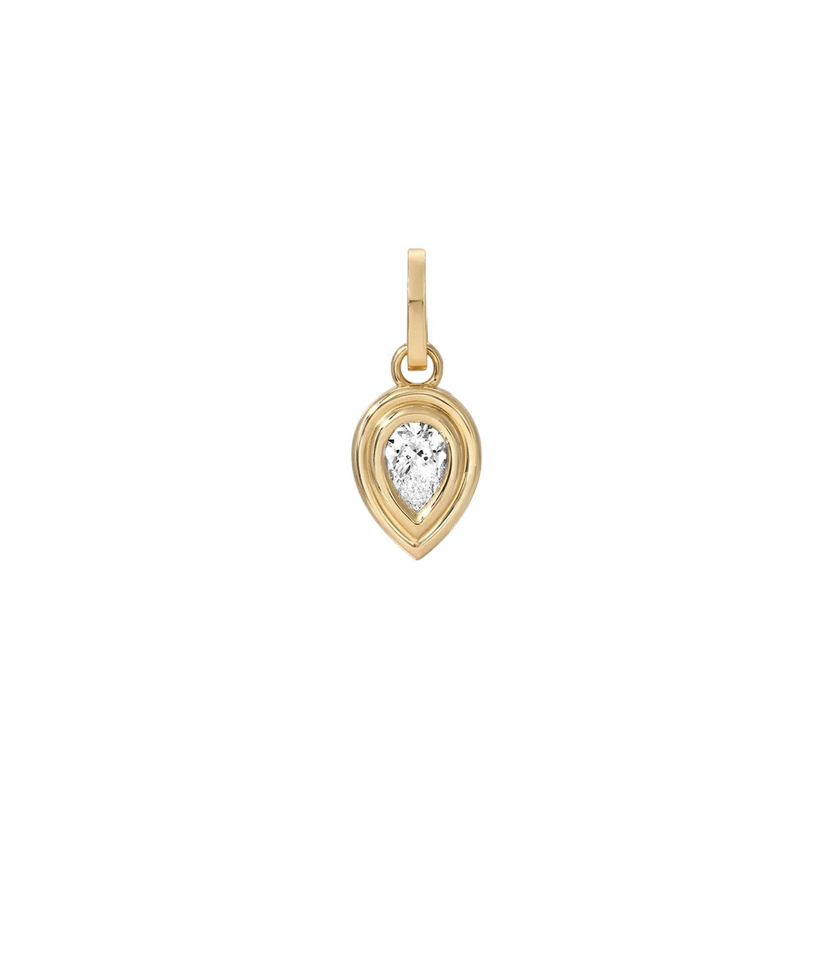 Adina Reyter Groovy Diamond Pear Hinged Charm in 14K Yellow Gold, a pear-cut diamond in a ridged gold setting with a hinged bail