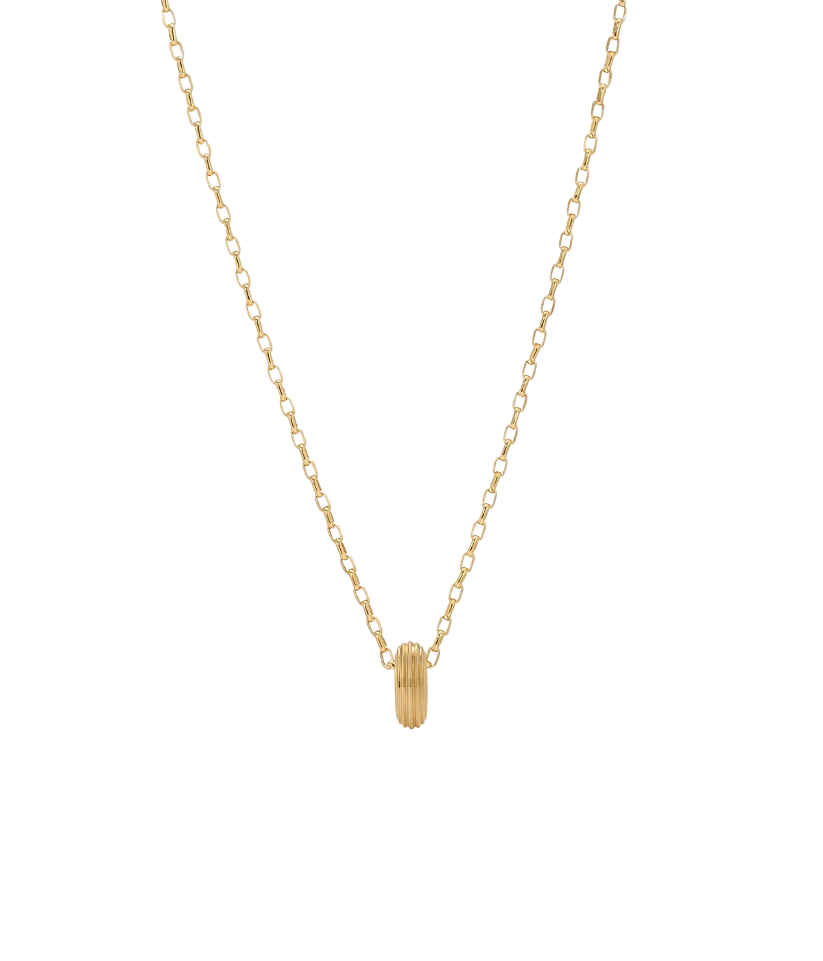 Adina Reyter Groovy Spacer Big Bead in 10K Yellow Gold threaded onto a fine gold chain