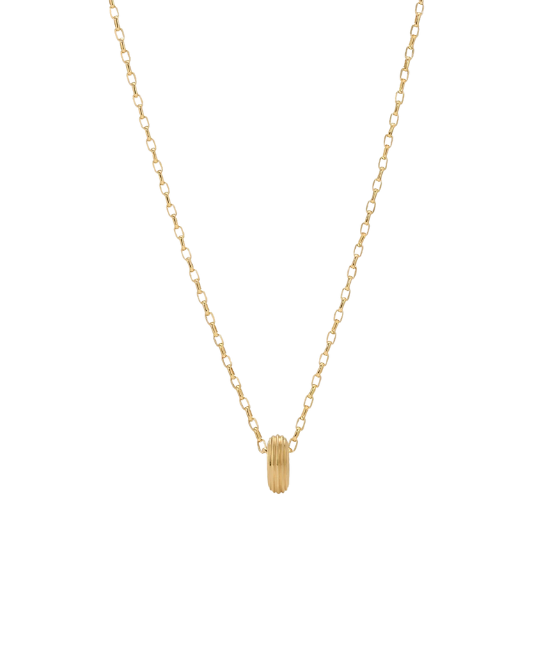 Adina Reyter Groovy Spacer Big Bead in 10K Yellow Gold threaded onto a fine gold chain