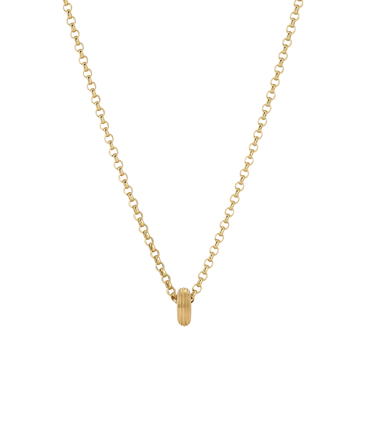 Adina Reyter Groovy Spacer Big Bead in 10K Yellow Gold on a slightly heavier gold chain necklace
