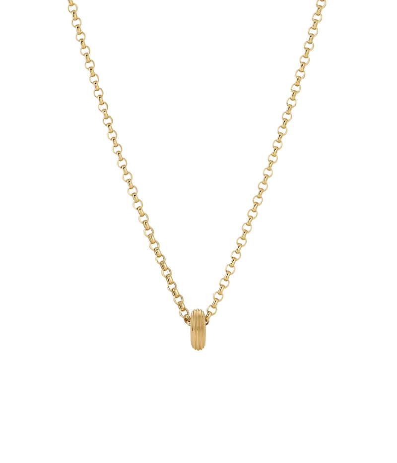 Adina Reyter Groovy Spacer Big Bead in 10K Yellow Gold on a slightly heavier gold chain necklace