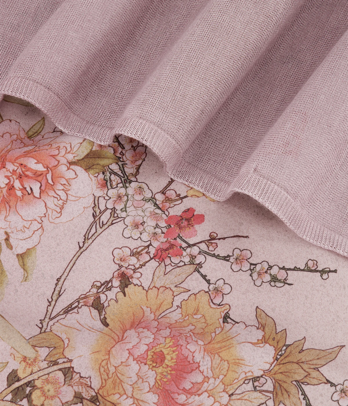 Hand Painted Silk Cherry Bloom Scarf In Wisteria