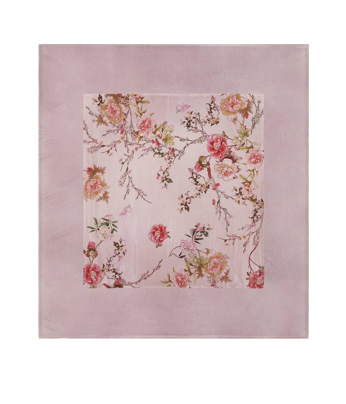 Hand Painted Silk Cherry Bloom Scarf In Wisteria