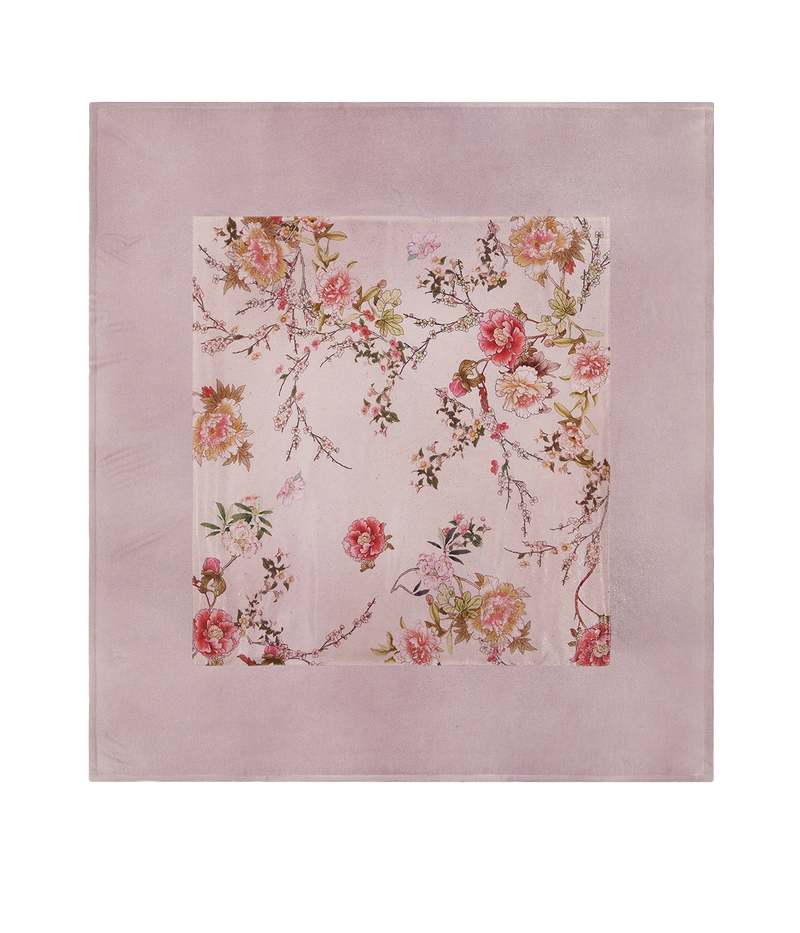 Hand Painted Silk Cherry Bloom Scarf In Wisteria