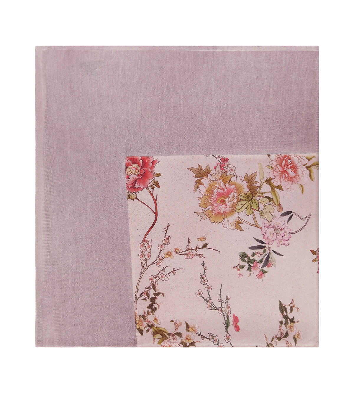 Hand Painted Silk Cherry Bloom Scarf In Wisteria