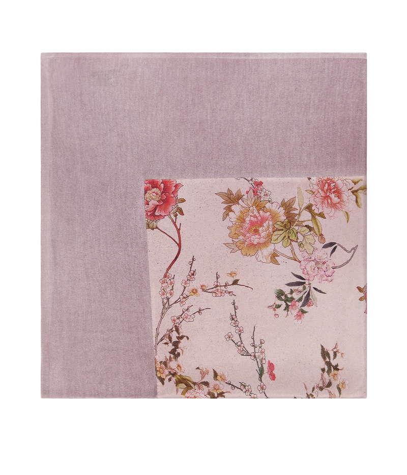 Hand Painted Silk Cherry Bloom Scarf In Wisteria