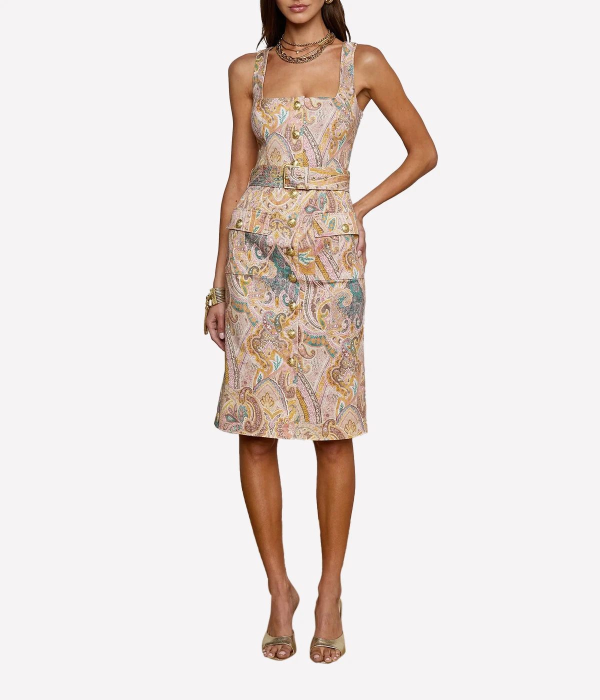 Idy BTN Front Dress in Multi Western Paisley