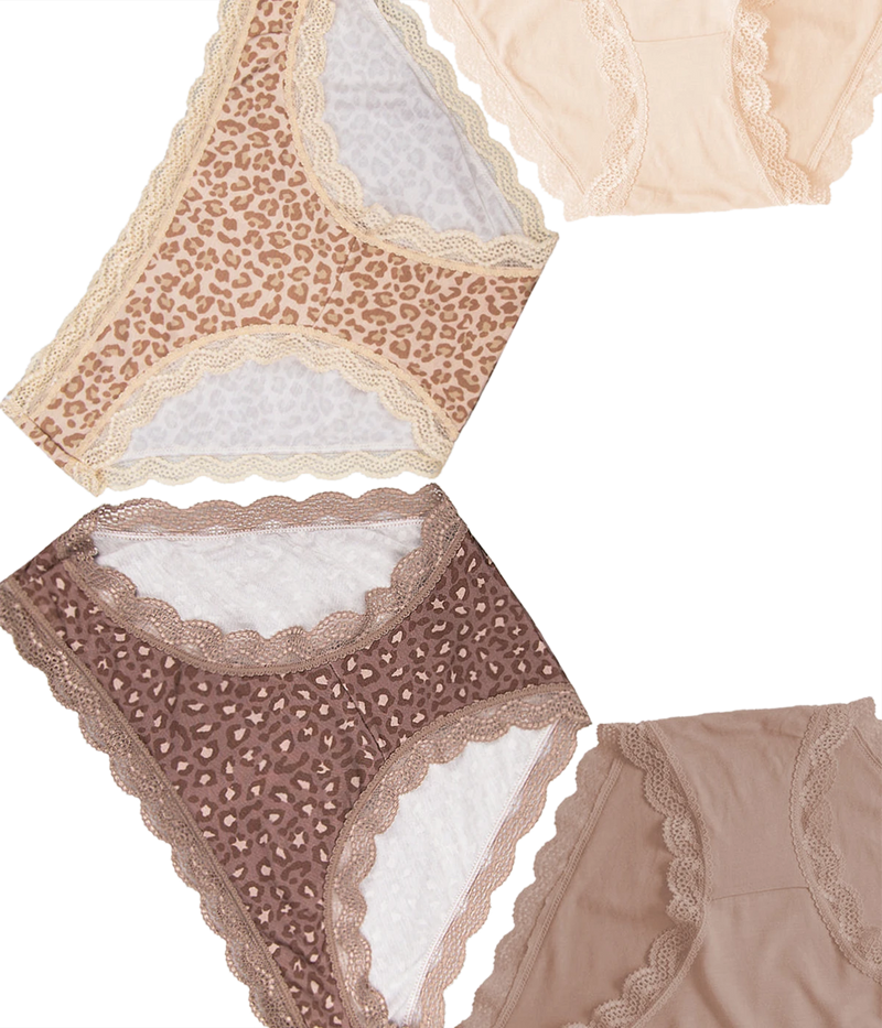 Knicker Four Pack in Neutral Leopard