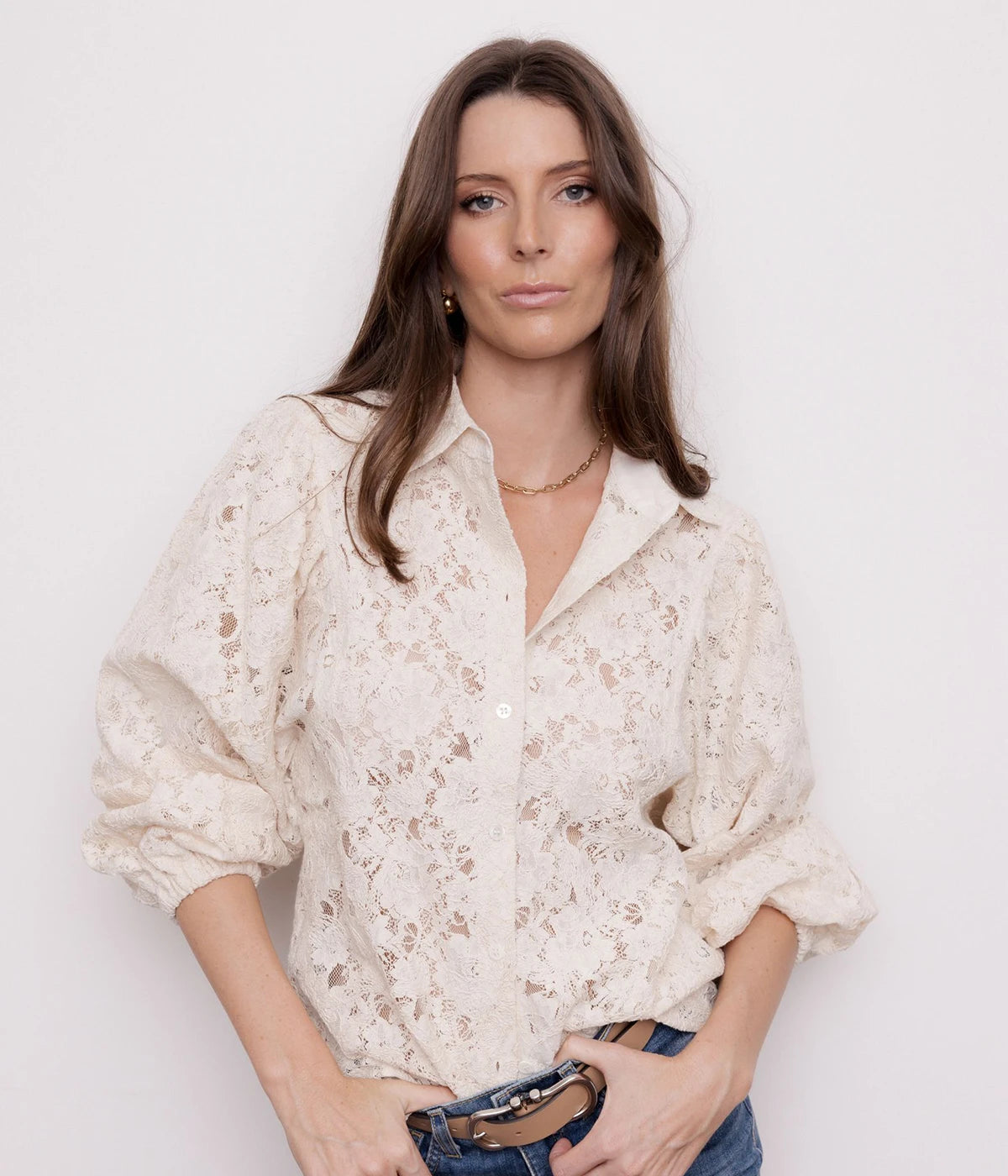 Claire Lace Shirt in Natural