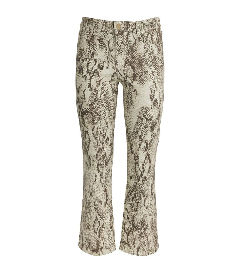 Tati H/R Crop Jean in Tan Multi Snake Coated
