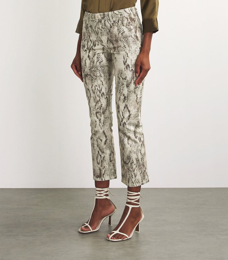 Tati H/R Crop Jean in Tan Multi Snake Coated