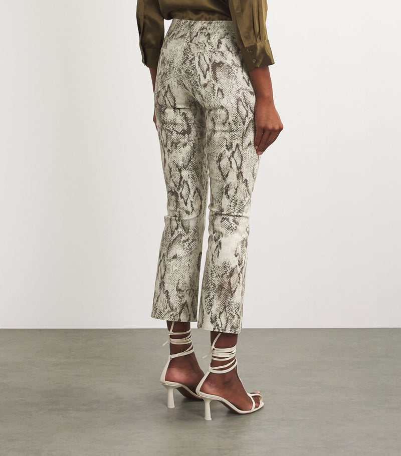 Tati H/R Crop Jean in Tan Multi Snake Coated