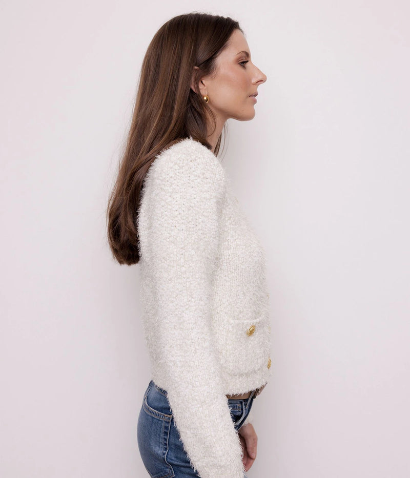 Una Knit Cardigan in Ivory_Gold