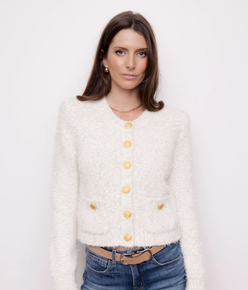 Una Knit Cardigan in Ivory_Gold