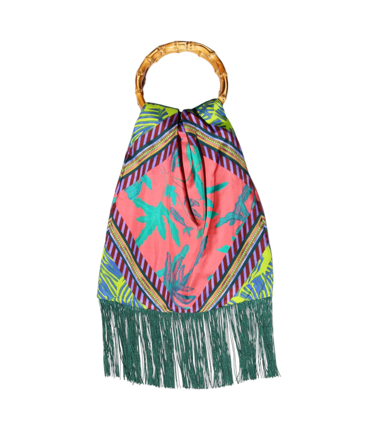 Silk Fringe Bag Large in Peach