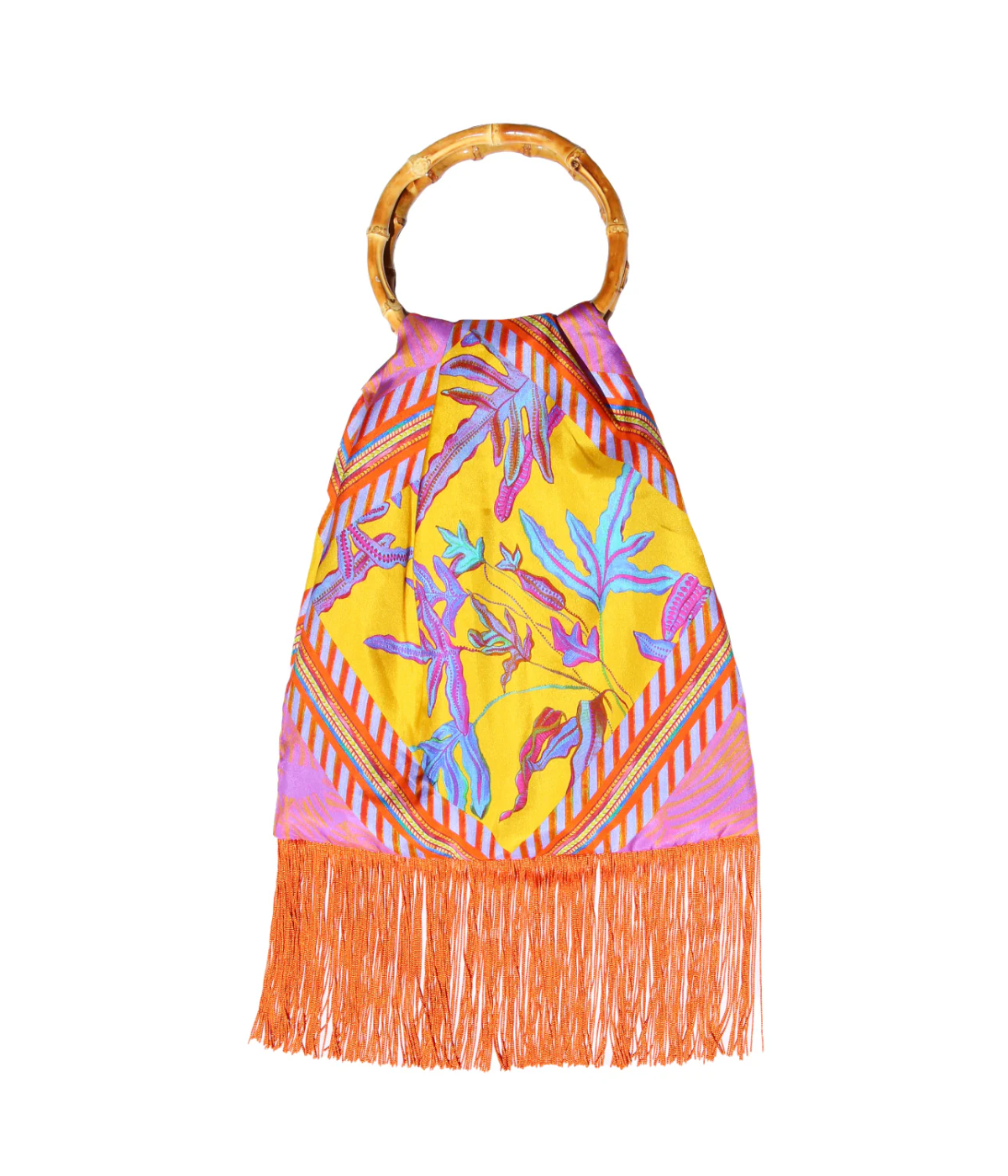 Silk Fringe Bag Large in YELLOW