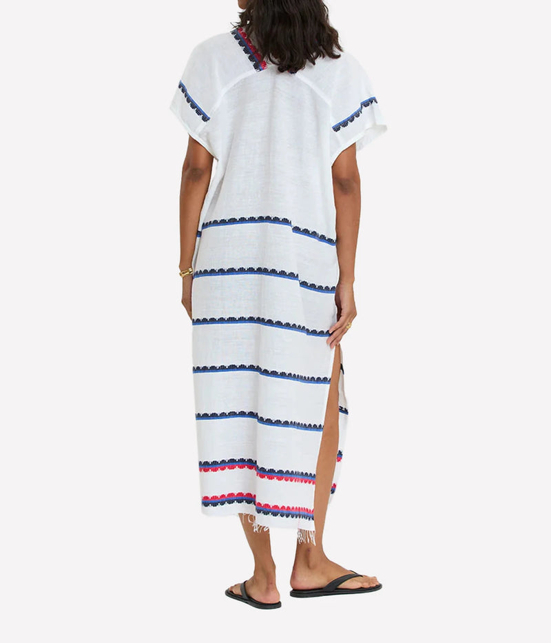 Gasira V Neck Caftan in Kibebi Marine