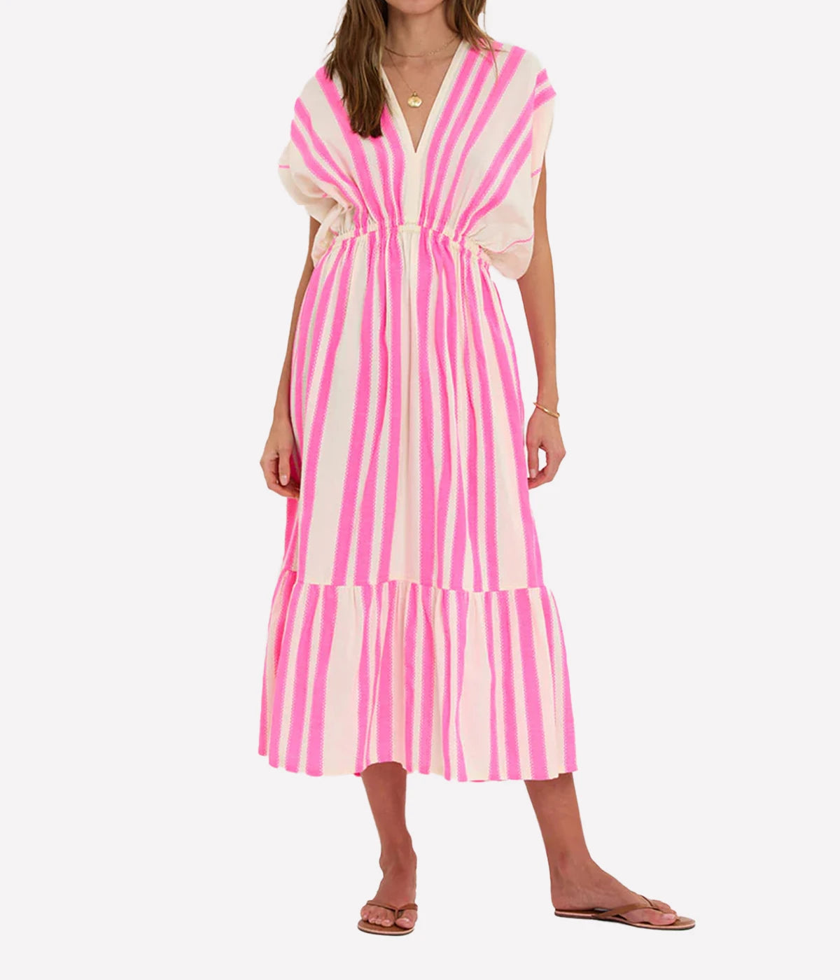 Leila Plunge Dress in Zefeni Fuchsia