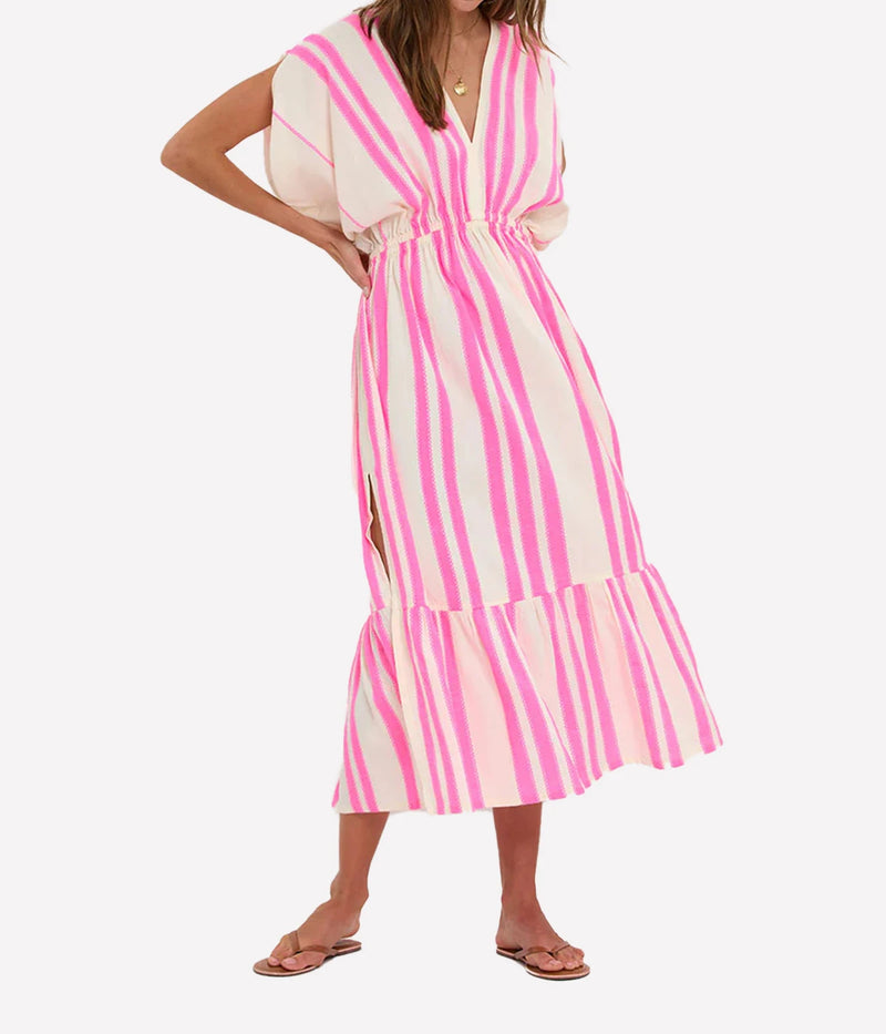Leila Plunge Dress in Zefeni Fuchsia