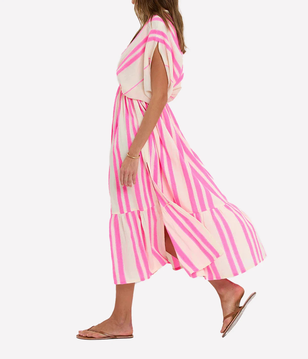 Leila Plunge Dress in Zefeni Fuchsia